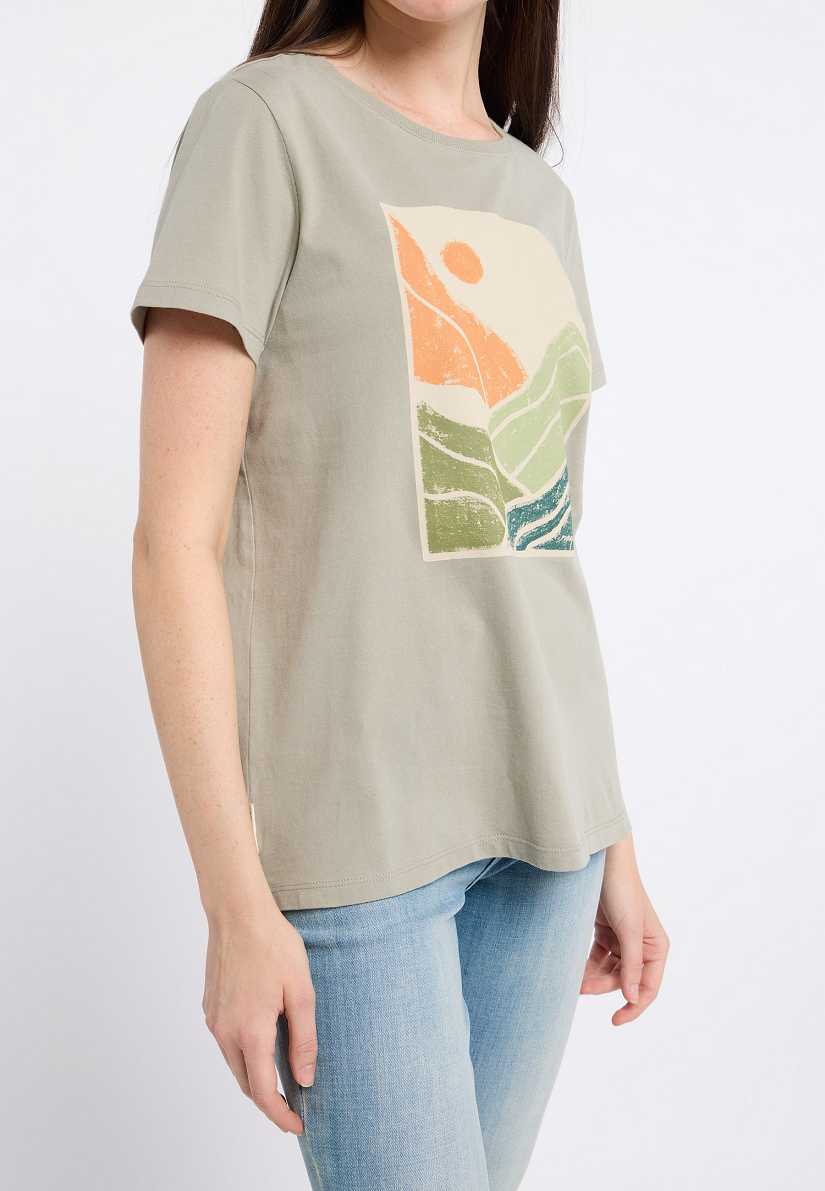 Camiseta Ragwear Adori Print C Gots Mujer Turquesa | R-9162084