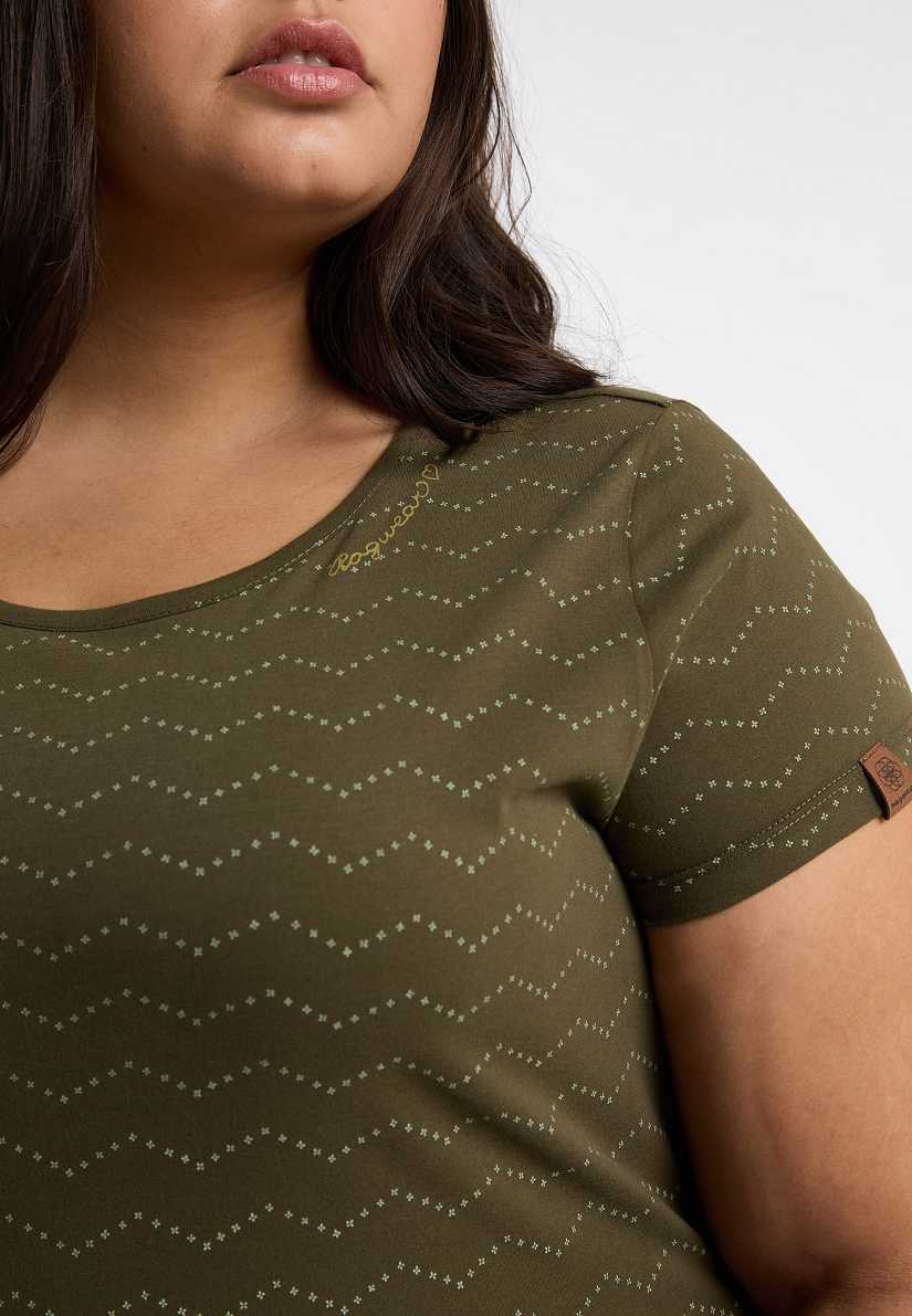 Camiseta Ragwear Mintt Zig Zag Plus Mujer Verde Oliva | R-8396714