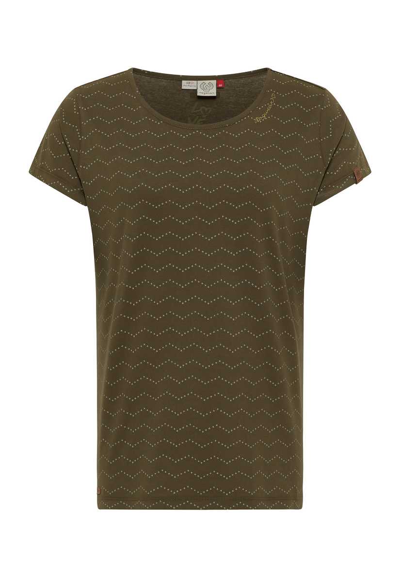 Camiseta Ragwear Mintt Zig Zag Plus Mujer Verde Oliva | R-8396714